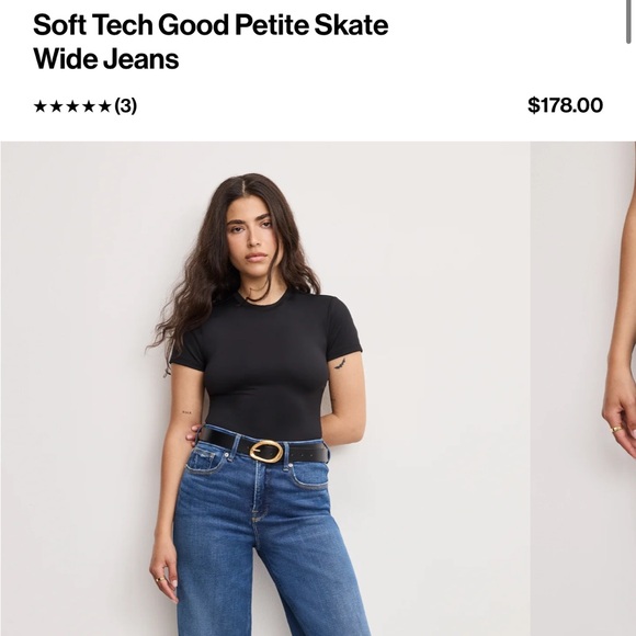 NWT GOOD AMERICAN Soft Tech Good Petite Skate Wide Jeans - Picture 2 of 12